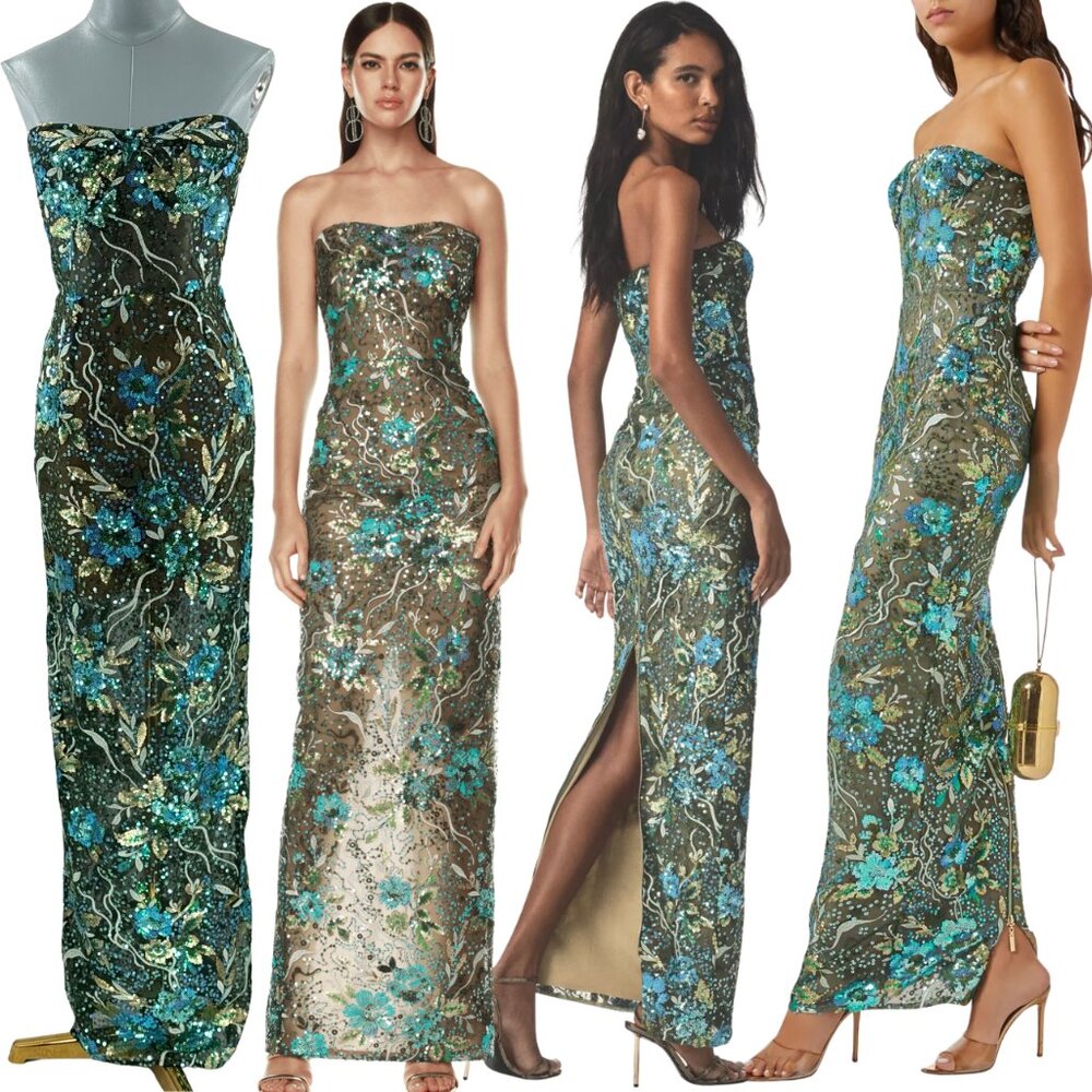 🆕 BRONX & BANCO 🧿 NWOT Dahlia Maxi Dress, Teal Floral Multi - Sz M US 6